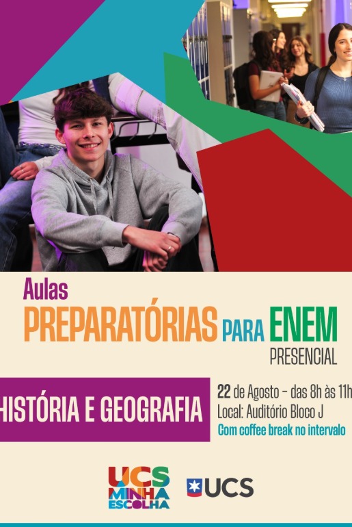Neste sábado, UCS tem aula preparatória gratuita de História e Geografia para o ENEM