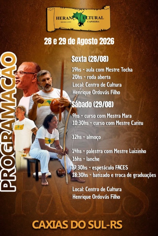 Espetáculo “FACES” celebra a ancestralidade e a história da capoeira na Serra Gaúcha