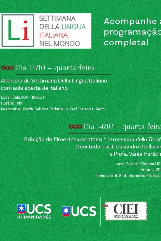 UCS realiza a quarta edição da Settimana Della Lingua Italiana Nel Mondo