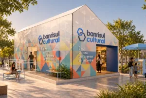 Banrisul Cultural instala biblioteca temporária na Praça da Alfândega